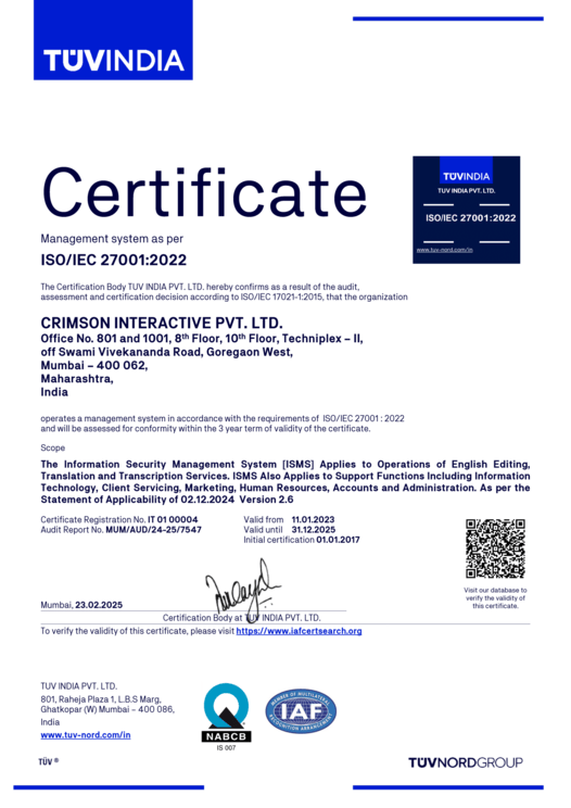 Information Security Management System ISO/IEC 27001:202